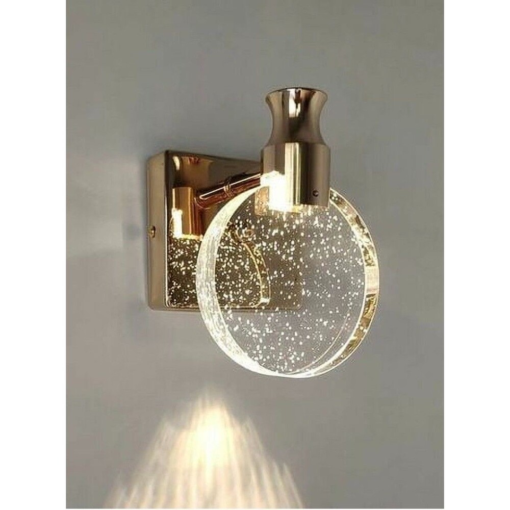 Contemporary Nordic Hardware Crystal Round LED Sconce Lamp For Bedroom MSRP $60